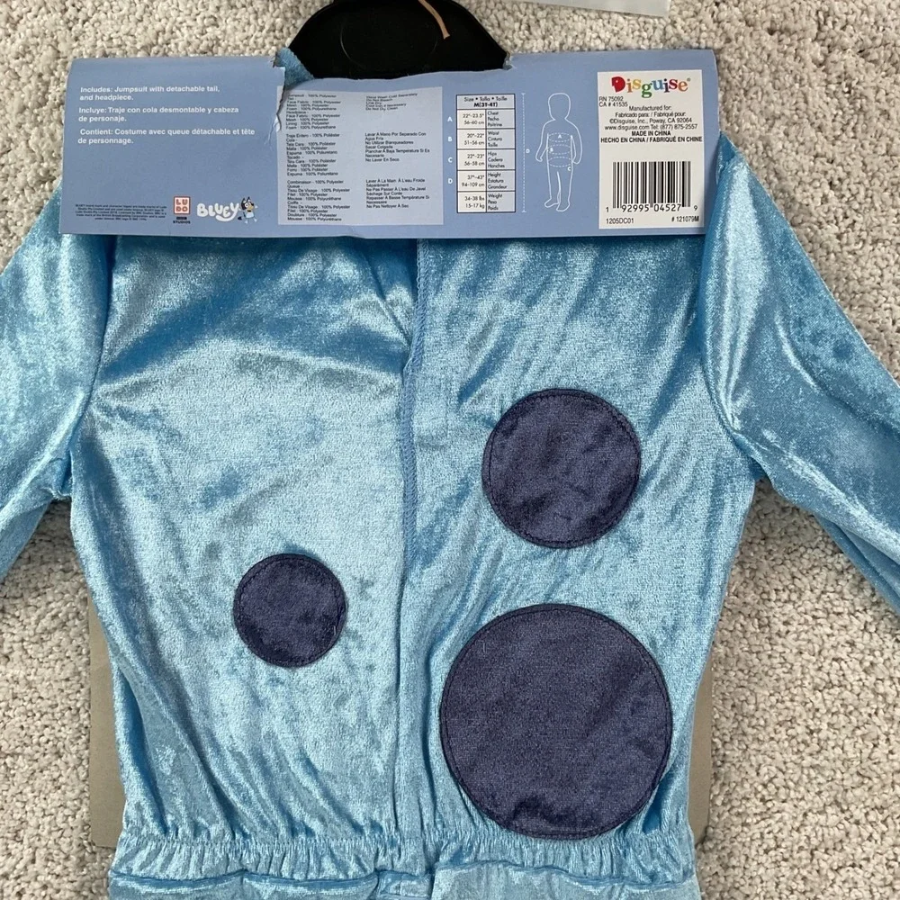 Bluey Toddler Costume Disguise Jumpsuit Headpiece Tail Set Size M 3T-4T New